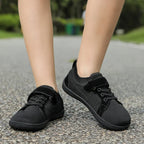Sapatilhas barefoot infantis bico largo leves e flexíveis com fecho em velcro