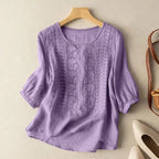 Blusa feminina bordada relaxed fit corte fluido confortável