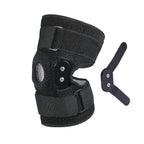 Joelheira articulada ajustável em neoprene respirável, suporte estabilidade joelho, preta
