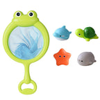 Brinquedos de banho luminosos animais para bebé com rede de pesca, conjunto de 4