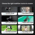 Gimbal estabilizador smartphone 3 eixos com AI tracking e deteção facial, cor preta