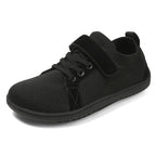 Sapatilhas barefoot infantis bico largo leves e flexíveis com fecho em velcro