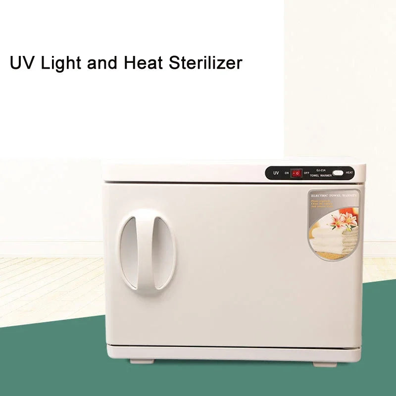 Esterilizador UV 23L com secagem a 70°C para toalhas, biberões e máscaras, cor branca