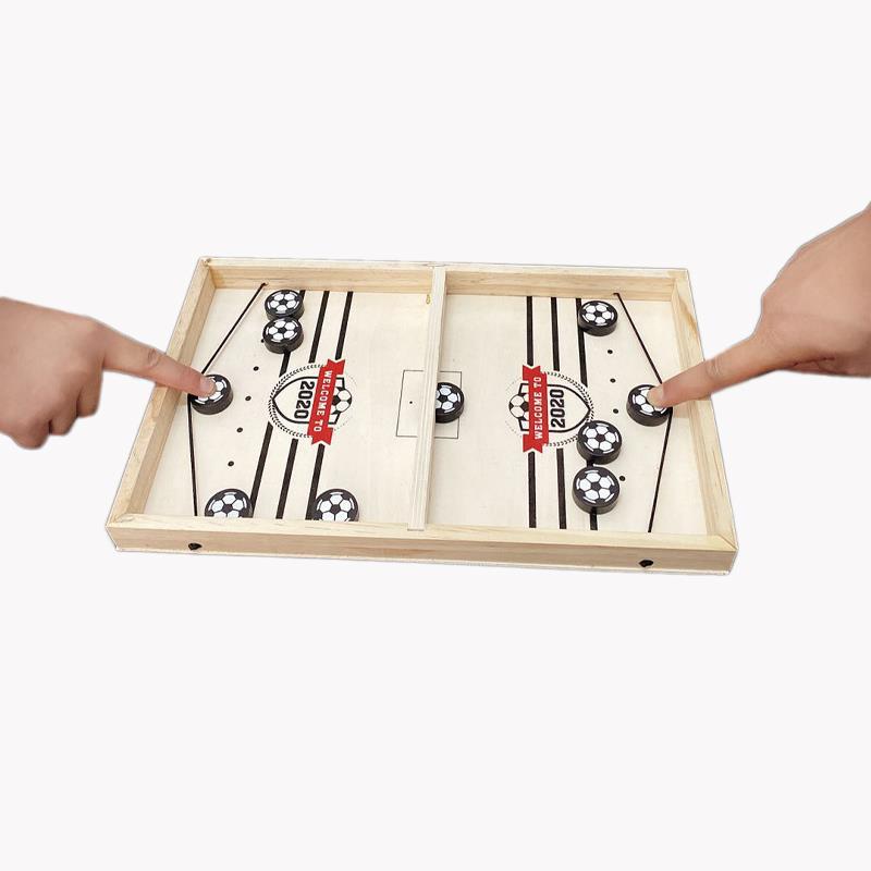 Jogo 2 em 1 futebol de mesa e shuffleboard em madeira, multifuncional para todas as idades