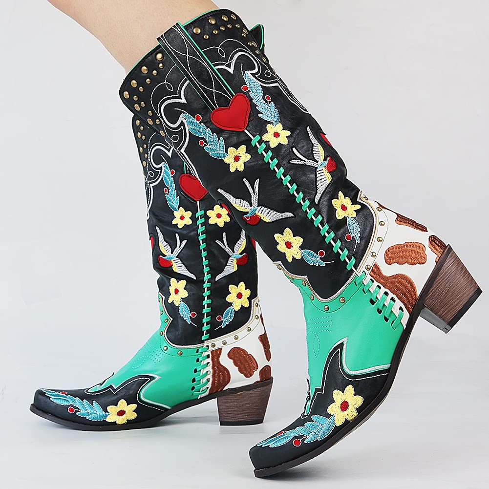 Botas cowboy mulher cano médio estilo western