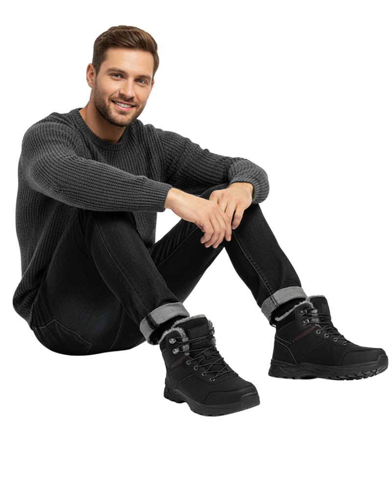 Botas de inverno masculinas com forro faux fur e sola antiderrapante