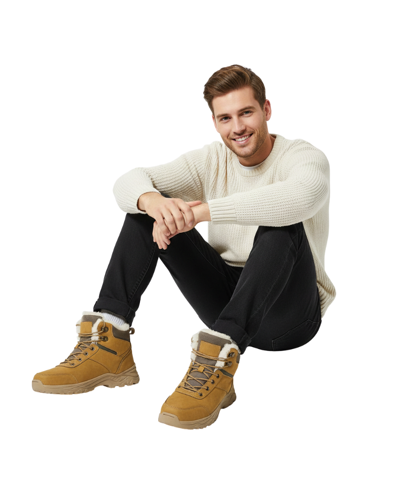 Botas de inverno masculinas com forro faux fur e sola antiderrapante