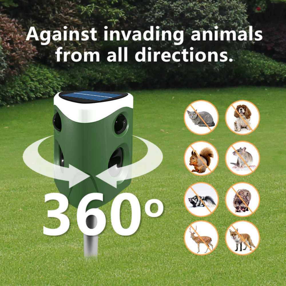 Repelente de animais ultrassônico 360° 3 em 1 para gatos, cães, raposas e roedores