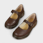 Sapatos Mary Jane femininos bico redondo com tira e fivela ajustável