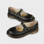 Sapatos Mary Jane femininos bico redondo com tira e fivela ajustável