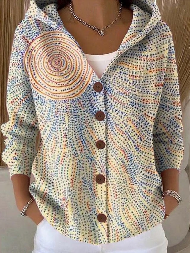 Cardigan feminino com capuz e botões, estilo casual versátil