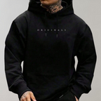 Hoodie oversized homem com bolso canguru e capuz com cordão ajustável