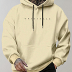 Hoodie oversized homem com bolso canguru e capuz com cordão ajustável