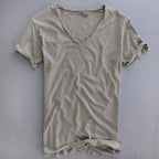 Camiseta masculina algodão decote V slim fit