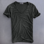Camiseta masculina algodão decote V slim fit