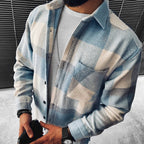 Camisa masculina xadrez com fechamento de botões estilo casual