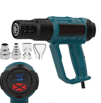 Pistola de calor elétrica industrial 2000W com ecrã LCD digital e temperatura ajustável 60-650°C