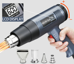 Pistola de calor elétrica industrial 2000W com ecrã LCD digital e temperatura ajustável 60-650°C