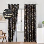 Cortinas blackout padrão mármore com folha de ouro para quarto e sala de estar