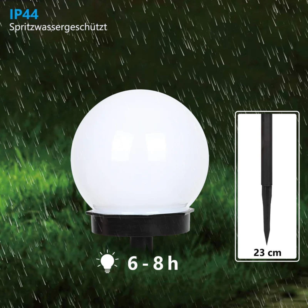 Luminárias solares de jardim LED esféricas impermeáveis, pack 3 unidades