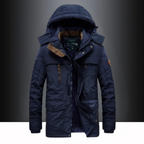 Parka de inverno masculina com capuz ajustável resistente ao vento e água