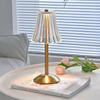 Candeeiro de mesa LED design cristal dourado sem fios com controlo tátil regulável