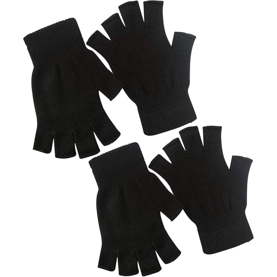 Luvas de tricô sem dedos touchscreen pack 2 para inverno, tecido elástico macio