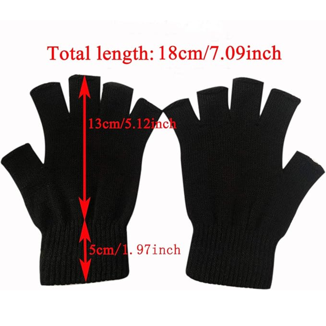 Luvas de tricô sem dedos touchscreen pack 2 para inverno, tecido elástico macio