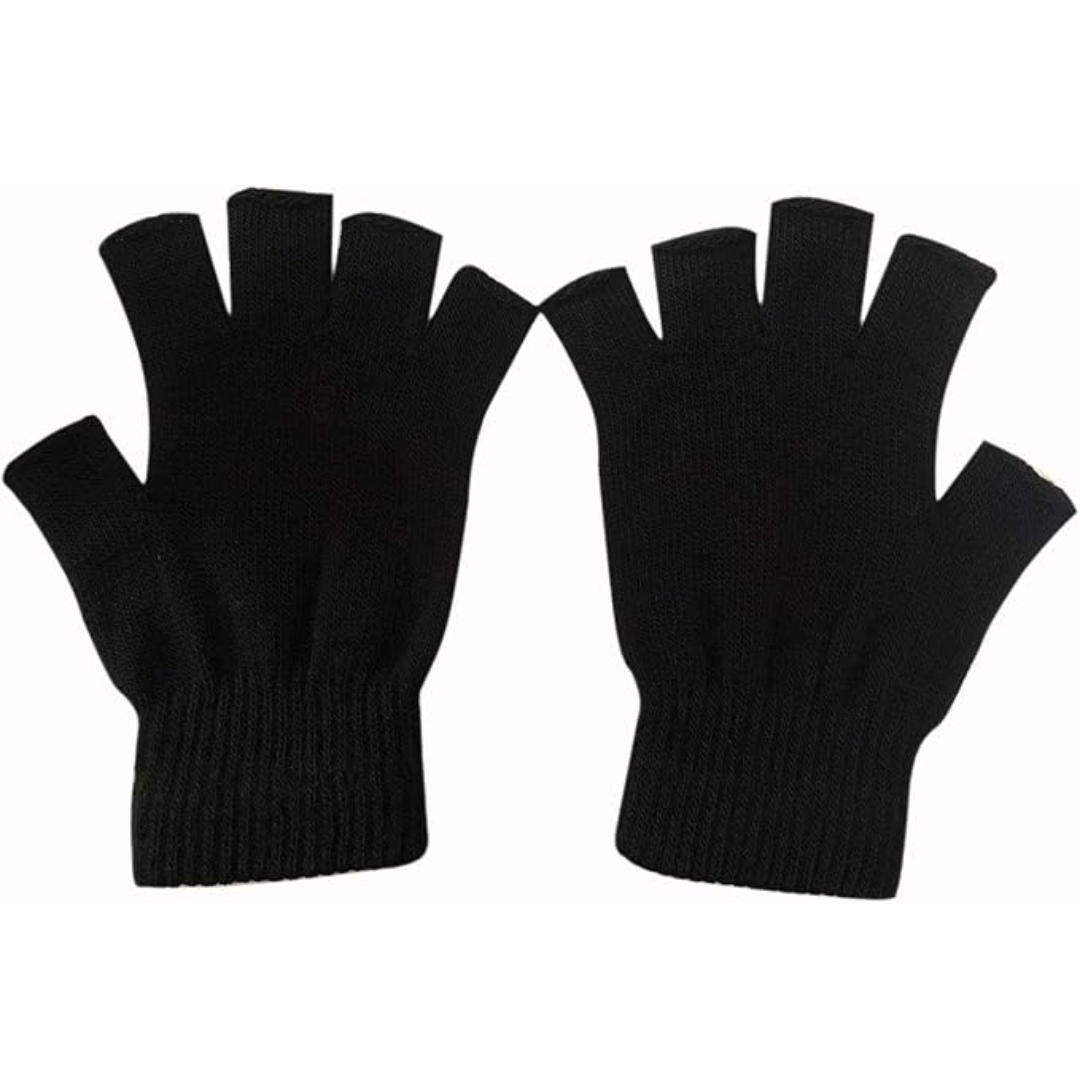 Luvas de tricô sem dedos touchscreen pack 2 para inverno, tecido elástico macio