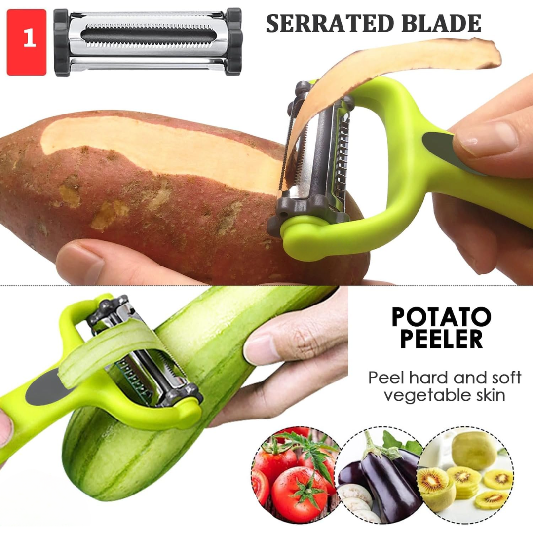 Descascador de legumes 3 em 1 com faca julienne, multifuncional para batatas e cenouras