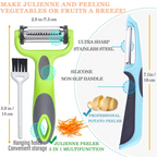 Descascador de legumes 3 em 1 com faca julienne, multifuncional para batatas e cenouras