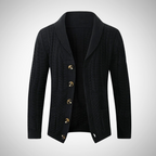 Cardigan masculino tricô com botões manga longa em cinza claro, bege e preto
