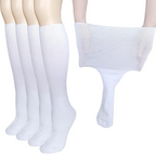 Meias extra largas linfedema diabetes sem compressão tamanho único branco