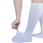 Meias extra largas linfedema diabetes sem compressão tamanho único branco