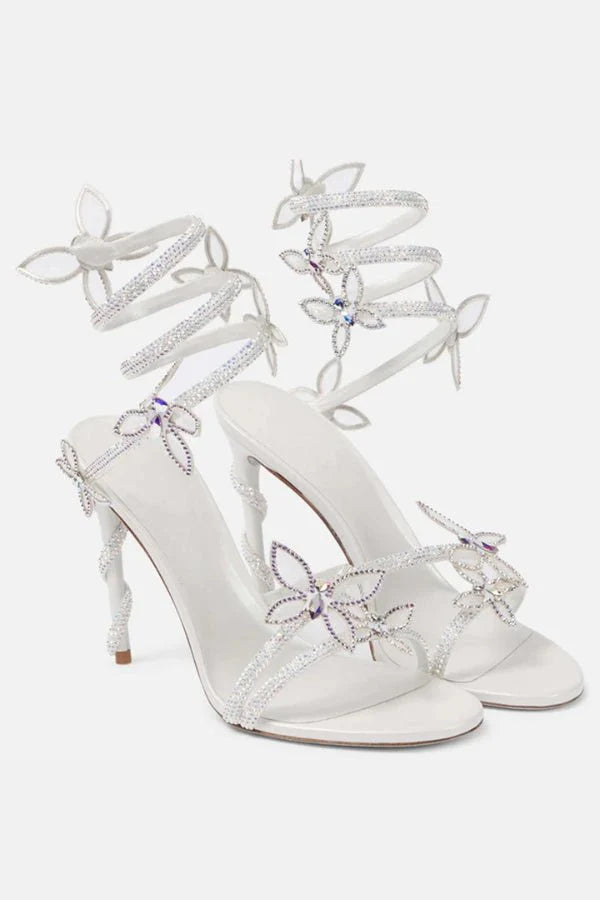 Sapatos de Dança Latina Feminino | Salto Alto, Branco com Laço