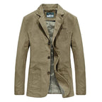 Blazer leve casual masculino corte ajustado disponível em caqui preto e verde militar