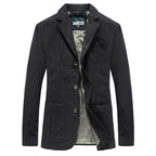 Blazer leve casual masculino corte ajustado disponível em caqui preto e verde militar