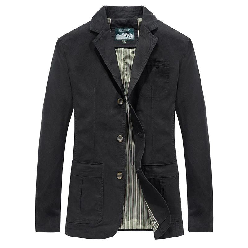 Blazer leve casual masculino corte ajustado disponível em caqui preto e verde militar