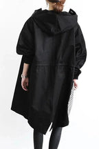 Impermeável feminino com capuz oversize respirável corte urbano