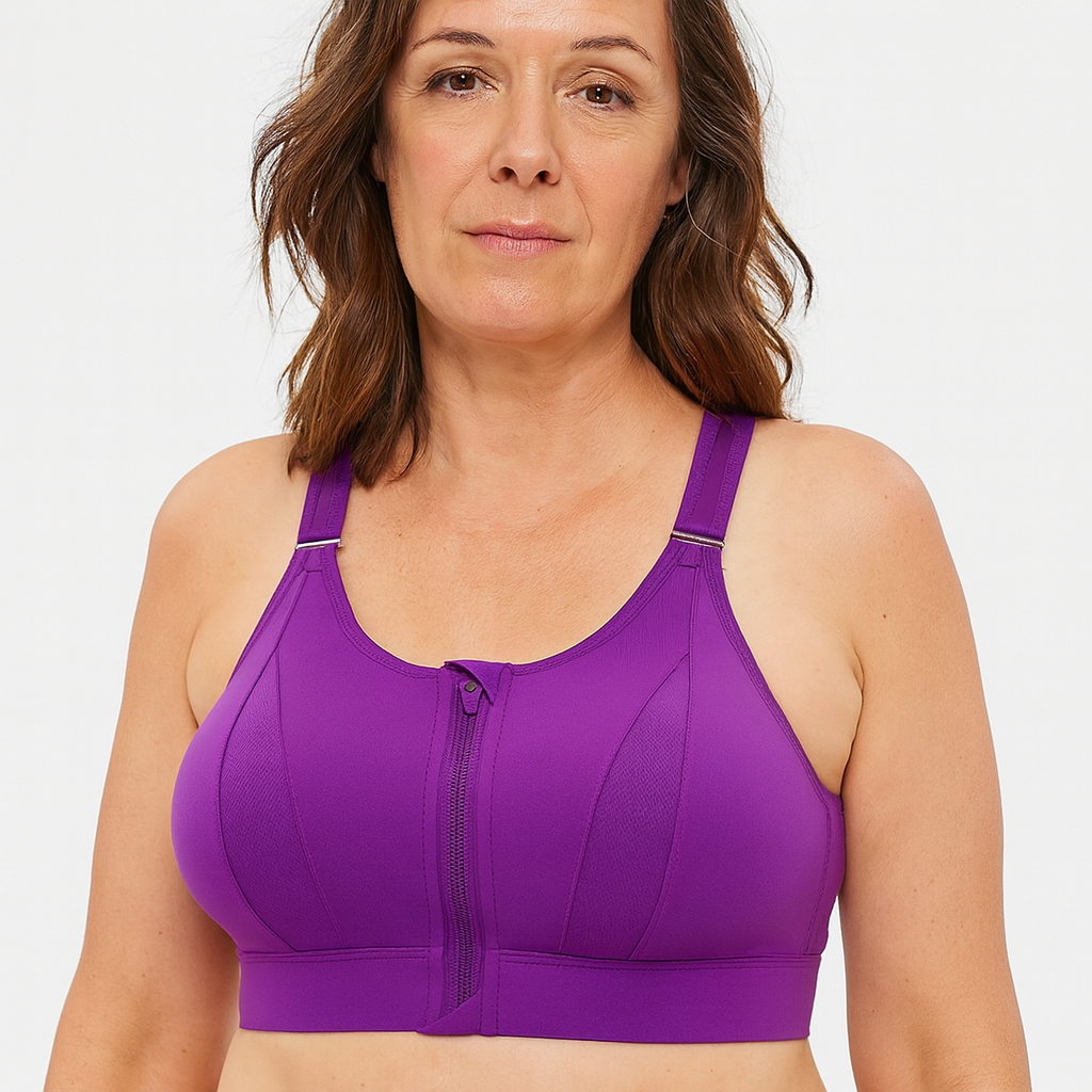 Sutiã desportivo feminino sem aros com suporte e alças largas