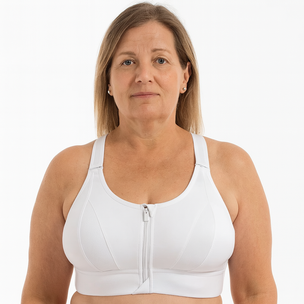 Sutiã desportivo feminino sem aros com suporte e alças largas