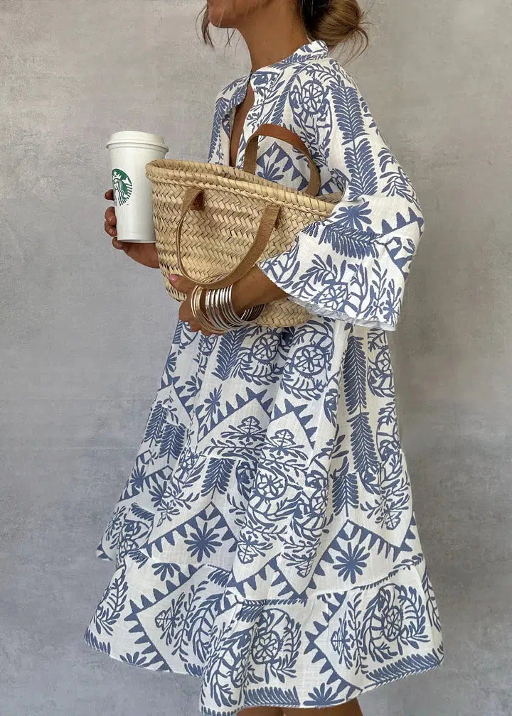 Vestido longo feminino floral com decote em V estilo boho