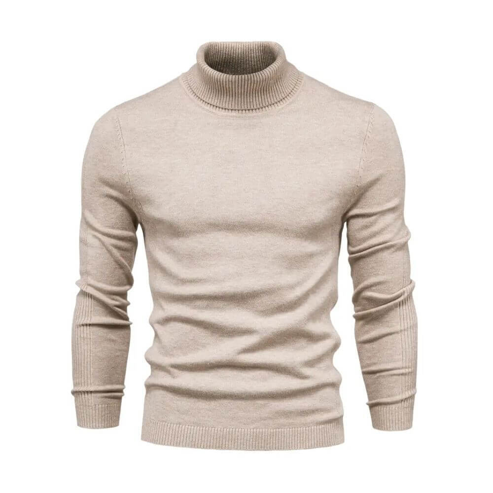 Camisola canelada homem gola alta quente manga comprida