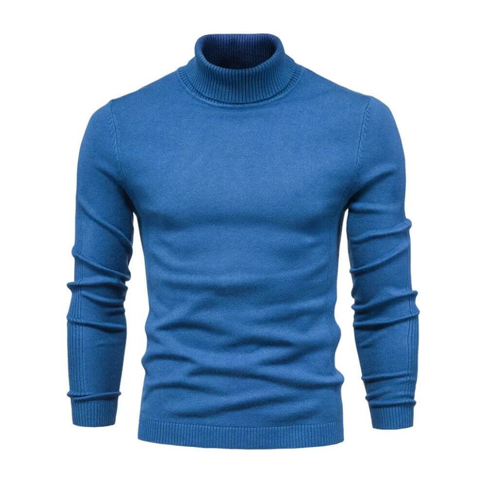 Camisola canelada homem gola alta quente manga comprida