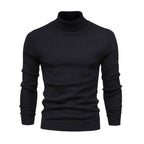 Camisola canelada homem gola alta quente manga comprida