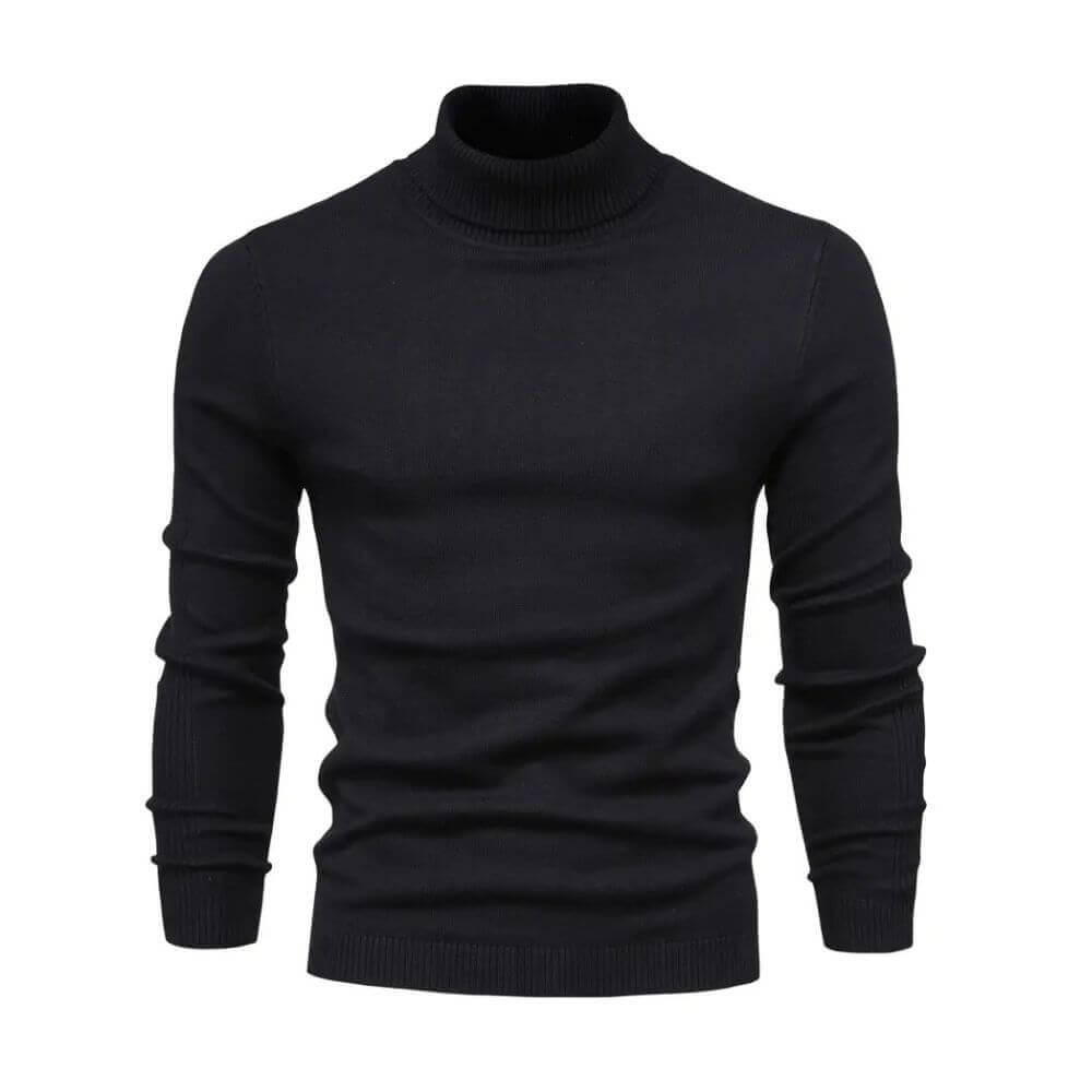 Camisola canelada homem gola alta quente manga comprida
