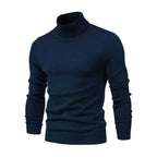 Camisola canelada homem gola alta quente manga comprida
