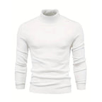 Camisola canelada homem gola alta quente manga comprida