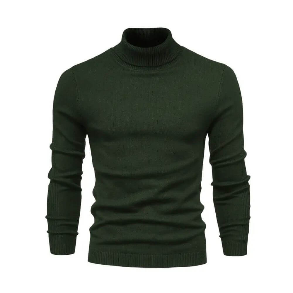 Camisola canelada homem gola alta quente manga comprida