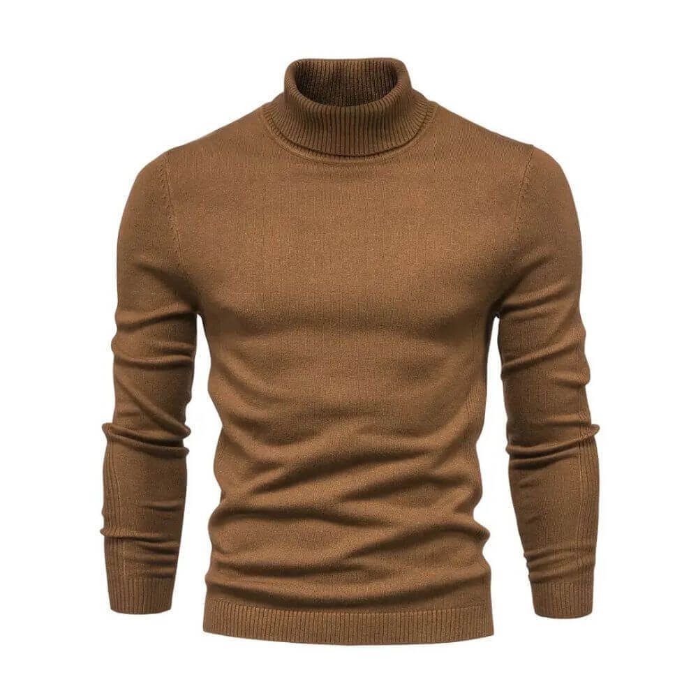 Camisola canelada homem gola alta quente manga comprida